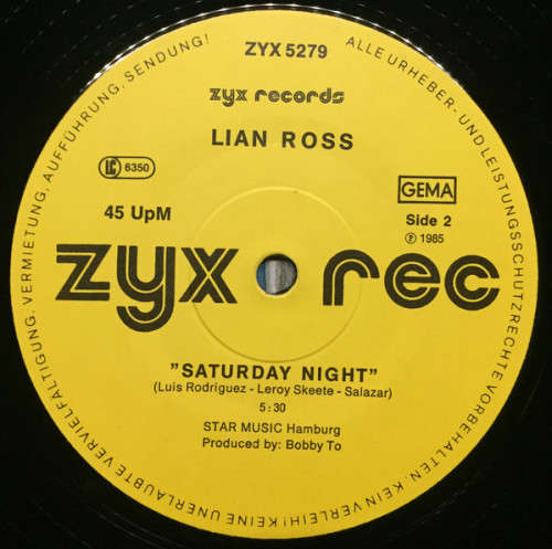Lian Ross - Fantasy / Saturday Night 12` Maxi Single
