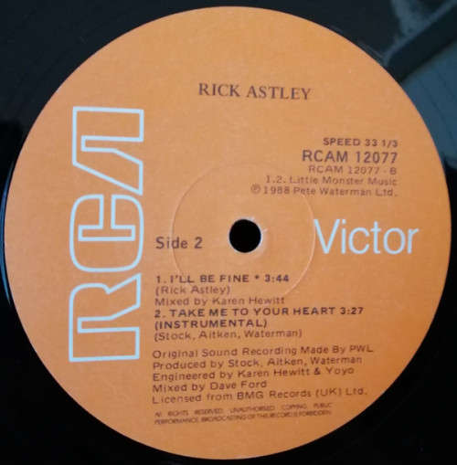 Rick Astley - Take Me To Your Heart 12` Maxi Single