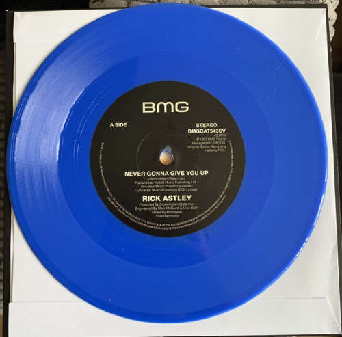 Rick Astley - Never Gonna Give You Up Limited Edition SIGNED blue vinyl 7` single