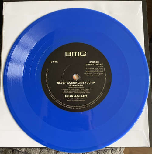 Rick Astley - Never Gonna Give You Up Limited Edition SIGNED blue vinyl 7` single