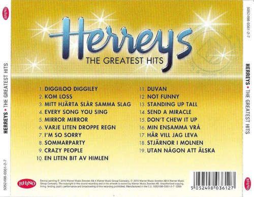 Herreys - the Greatest Hits CD (Swedish release on Rhino)