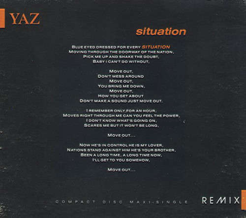 Yaz - Situation remix cd maxi single (Yazoo / Vince Clarke / Alison Moyet)
