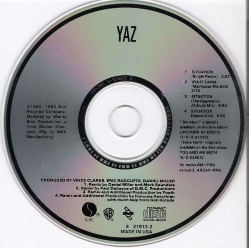 Yaz - Situation remix cd maxi single (Yazoo / Vince Clarke / Alison Moyet)