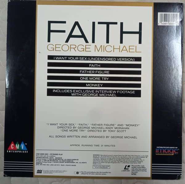 George Michael - Faith LASERDISC (12` single sided NTSC, video clips)