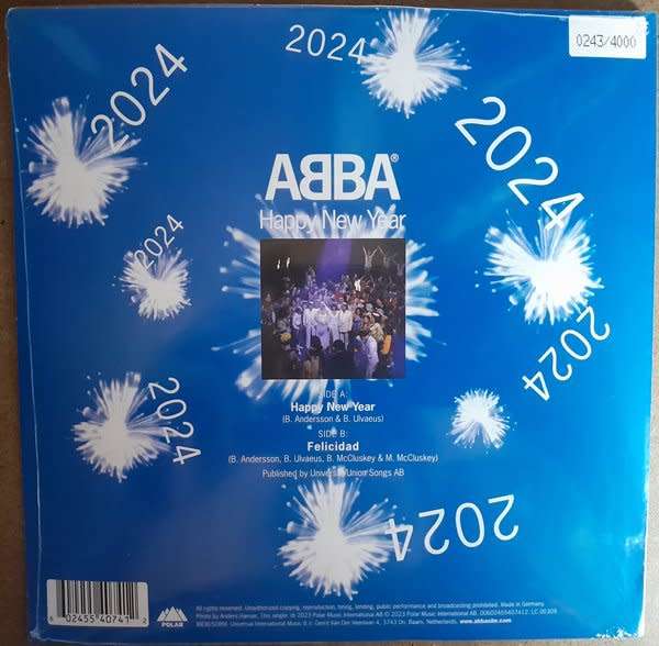 ABBA - Happy New Year 2024 7" single (limited numbered edition, coloured vinyl) SEALED