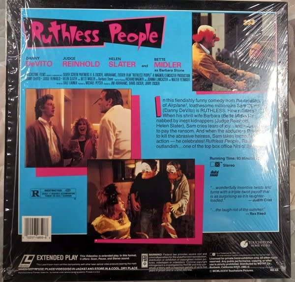 Ruthless People LASER DISC (Bette Midler, Danny DeVito)
