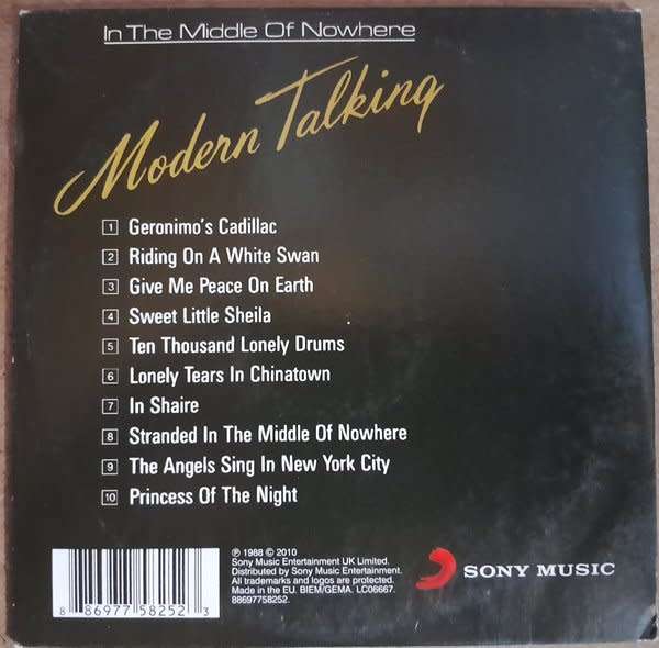 Modern Talking - In The Middle of Nowhere (4th album) CD