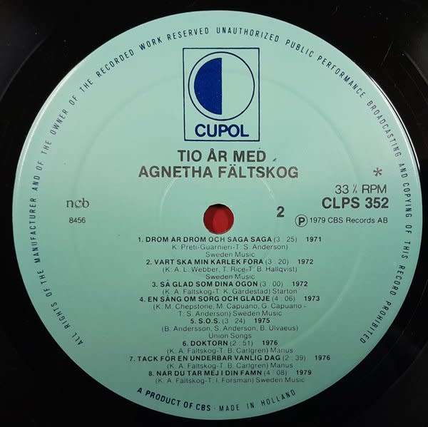 Agnetha Faltskog - Tio Ar Med Agnetha LP (ABBA)