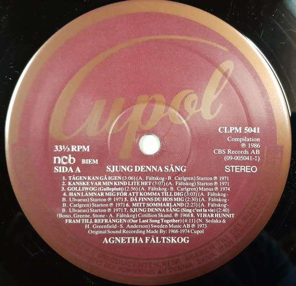 Agnetha Faltskog - Sjung Denna Sang LP (ABBA)