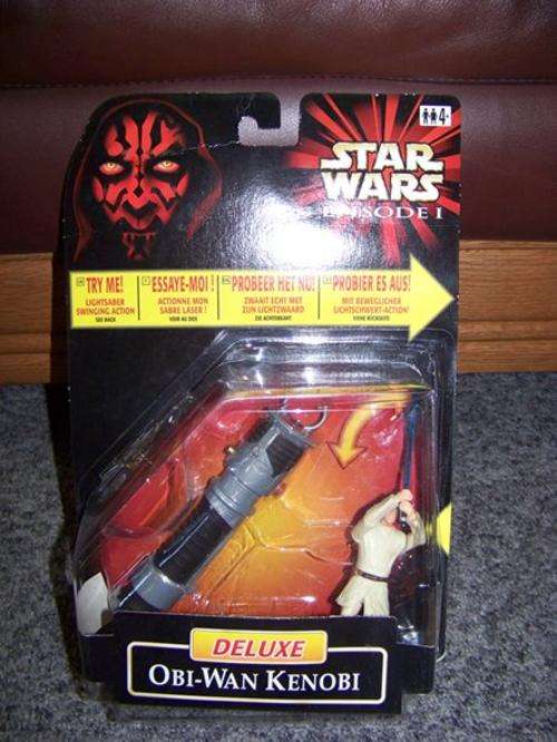 Star Wars Ep1 - Obi-Wan Kenobi Deluxe 4inch figure with Lightsaber swinging action. OPENED