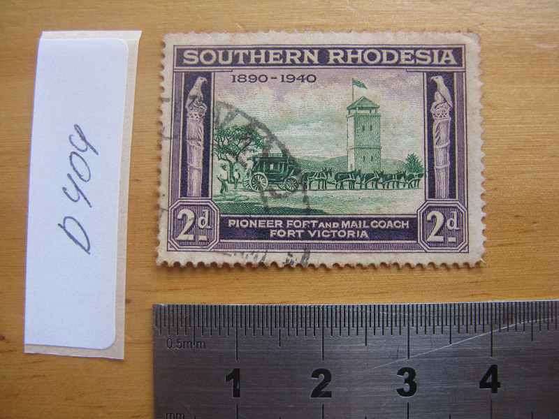 SOUTHERN RHODESIA 1890-1940 2d - PIONEER FORT & MAIL COACH, FORT VICTORIA.