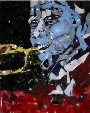 ORIGINAL BROKEN GLASS WORK OF OF MAN & SAX *** FREEE BUYYY ***