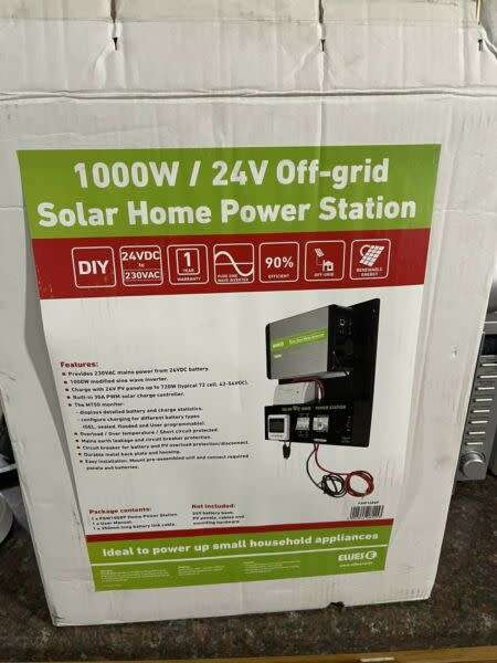 1000W/24V Off-grid Solar Home Power Station + 2 x 100A 12V batteries. (1000W Pure sine Inverter)