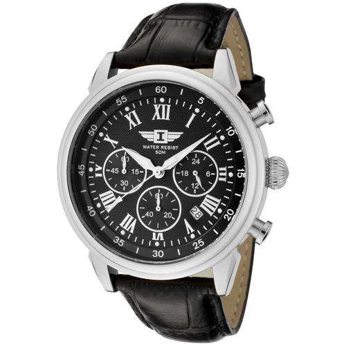 Invicta Men's 90242-001 Chronograph Black Dial Black Leather Watch