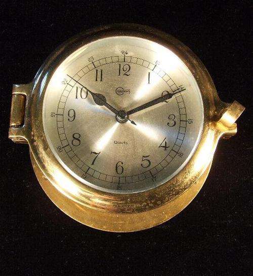 Brass Porthole Quartz Clock. See description