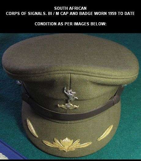 SADF CORPS OF SIGNALS OFFICER CAP AND BADGE