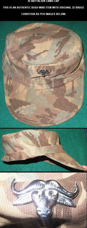 AUTHENTIC 32 BATTALION BUSH WAR CAP PLUS 32 BADGE