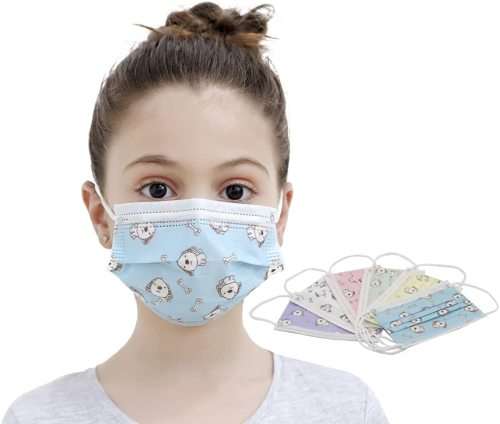 KIDS COLOR FACE MASKS - (BOX OF 50)  BIGGEST BARGAIN **** FREE SHIPPING***
