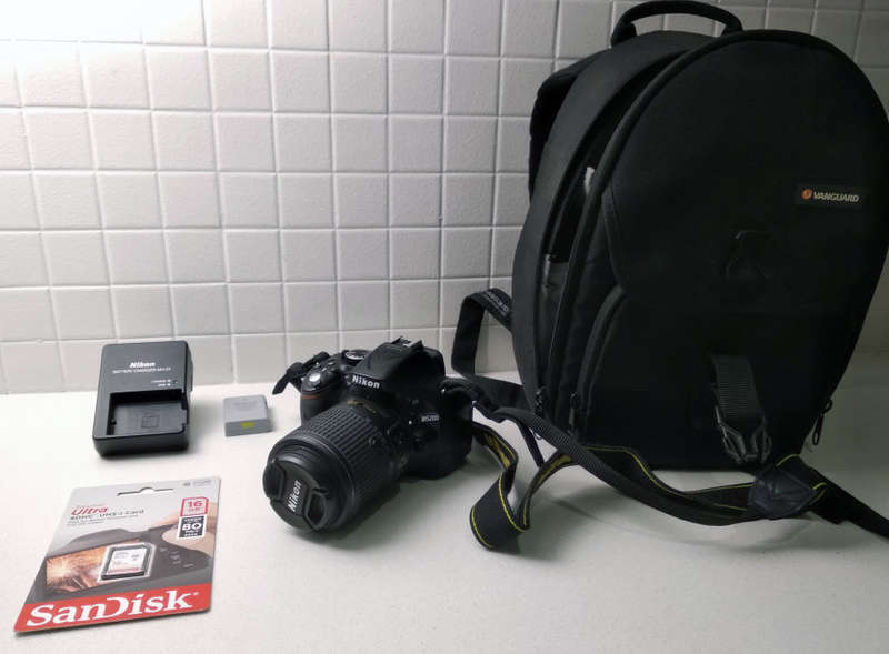 Nikon D5200 24 Megapixel Camera, With 55-200mm lens, SD Card, Vanguard Camera Backpack.