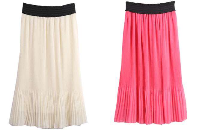 *Fashion Tokyo* Chiffon Long Skirt with Black Elastic Waist