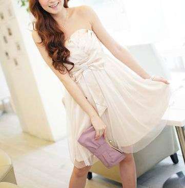 *Fashion Tokyo* Elegant Strapless Cocktail Dress-Almond