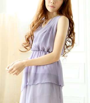 *Fashion Tokyo* Chiffon Wave Pleated Sleeveless Dress
