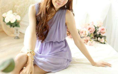 *Fashion Tokyo* Chiffon Wave Pleated Sleeveless Dress