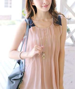 *Fashion Tokyo* Elegant Chiffon High-low Pleated Vest