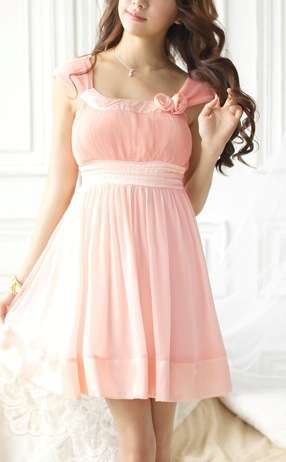 *Fashion Tokyo* Elegant Sleeveless Flora Dress-Pink