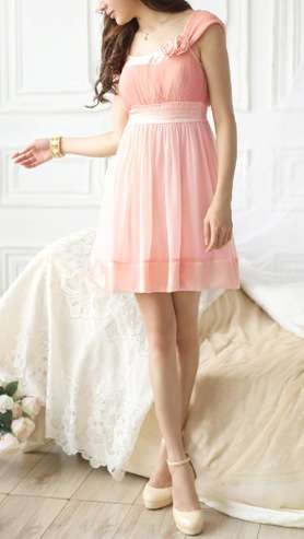 *Fashion Tokyo* Elegant Sleeveless Flora Dress-Pink