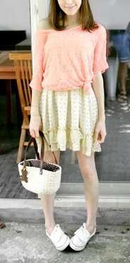 *Fashion Tokyo* Spaghetti-strap Flora Chiffon Dress-White
