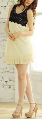 *Fashion Tokyo* Flora Lace Dress-Black and White