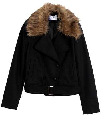 *Fashion Tokyo* Rider Jacket with Fur Collar-Black
