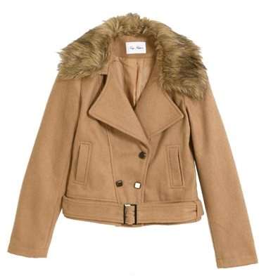 *Fashion Tokyo* Rider Jacket with Fur Collar-Light Brown