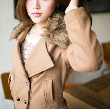 *Fashion Tokyo* Rider Jacket with Detachable Fur Collar-Light Brown