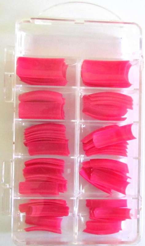 Nail Tips Fluorescent Pink 100 Tips