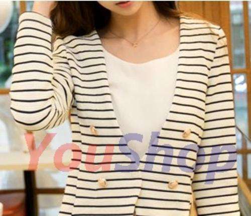 *Fashion Tokyo* Stripes Blazer with Buttons-White
