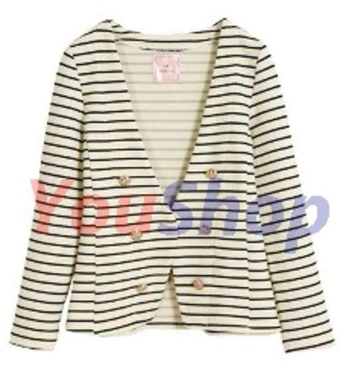 *Fashion Tokyo* Stripes Blazer with Buttons-White