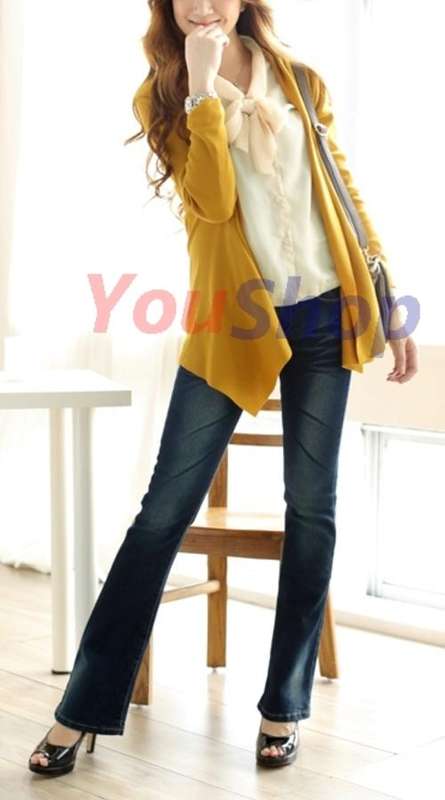 *Fashion Tokyo* Elegant Bow-tie Chiffon Shirt-Almond
