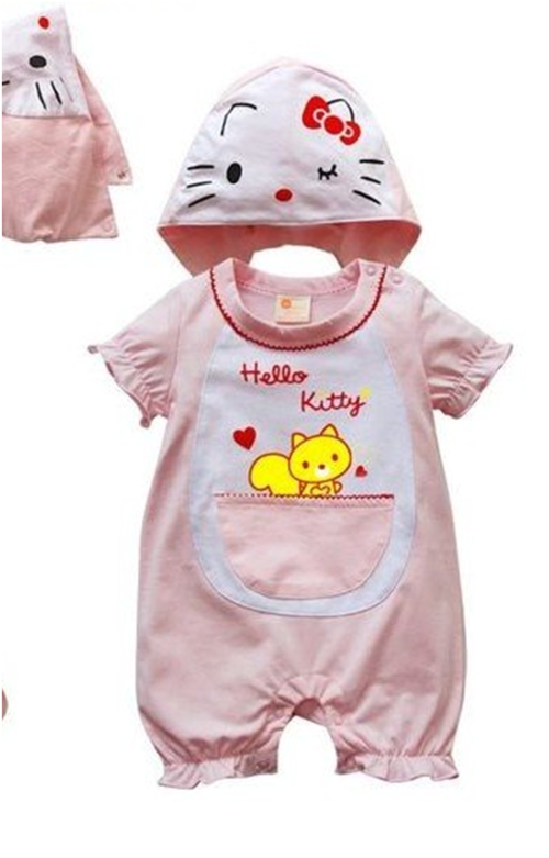 Hello Kitty short sleeved romper and hat
