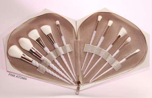 Pink Atom Holographic diamond make up brush set