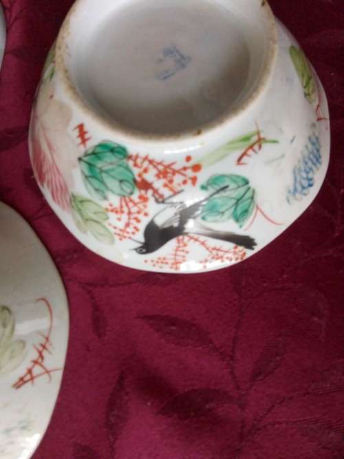ANTIQUE CHINESE RICE BOWLS WITH 4 CHARACTER MARK