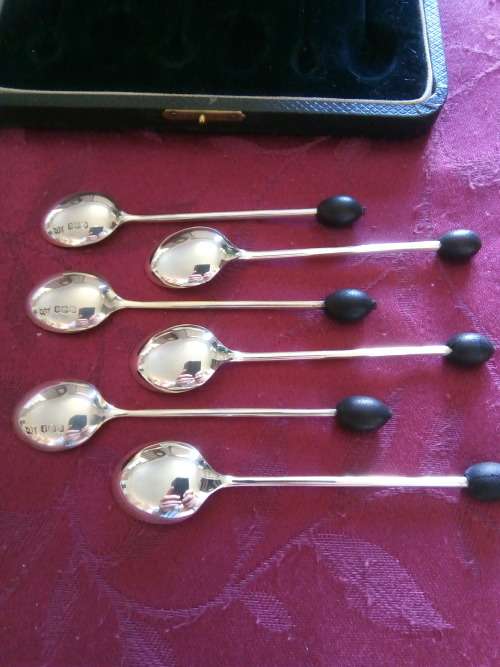 MAPPIN  and WEBB - 6 SILVER COFFEE SPOONS C1923 - ORIGINAL BOX