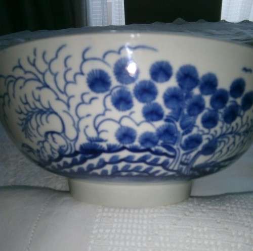 ROYAL WORCESTER 1ST PERIOD PUNCH BOWL - ROCK STRATA - OPEN CRESCENT MARK CIRC 1770 - pay over 6 week