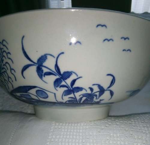 ROYAL WORCESTER 1ST PERIOD PUNCH BOWL - ROCK STRATA - OPEN CRESCENT MARK CIRC 1770 - pay over 6 week