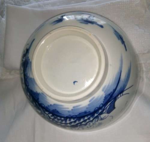 ROYAL WORCESTER 1ST PERIOD PUNCH BOWL - ROCK STRATA - OPEN CRESCENT MARK CIRC 1770 - pay over 6 week