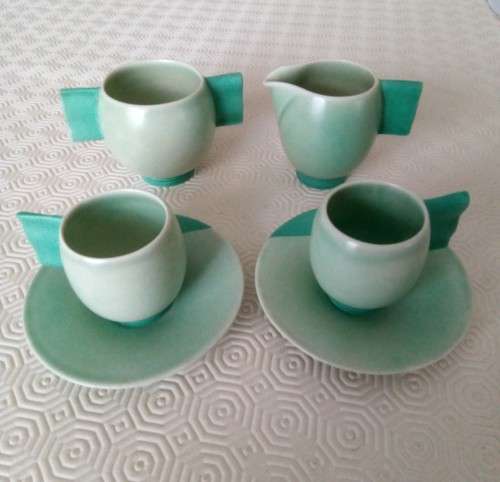 CARLTON WARE - RARE `MODERNE` TEA/COFFEE FOR TWO SET - DESIGN NUMBER 1246 - C1935/6