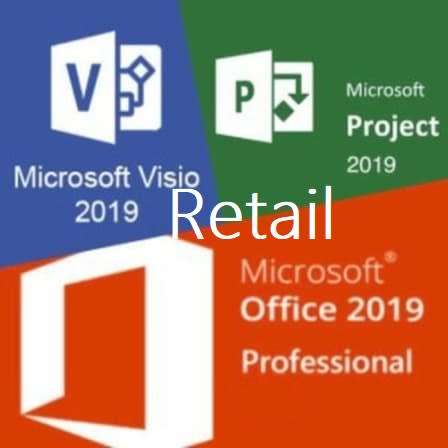 RETAIL COMBO Visio 2019 Pro + Project 2019 Pro + Office 2019 Pro- GENUINE RETAIL LICENSES