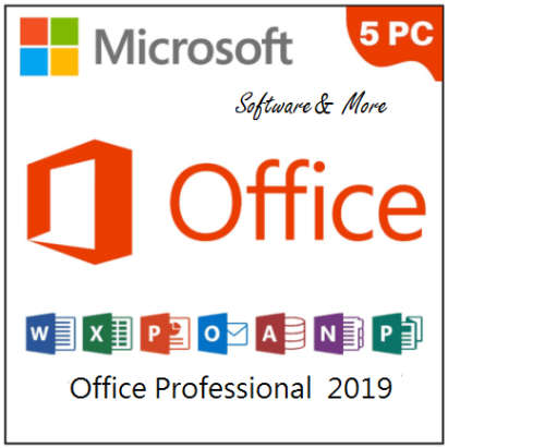 Microsoft Office 2019 - Genuine Lifetime 25 Digit License - 5pc