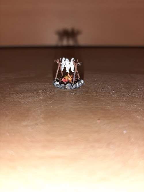 HO Scale Camp Fire with Fish